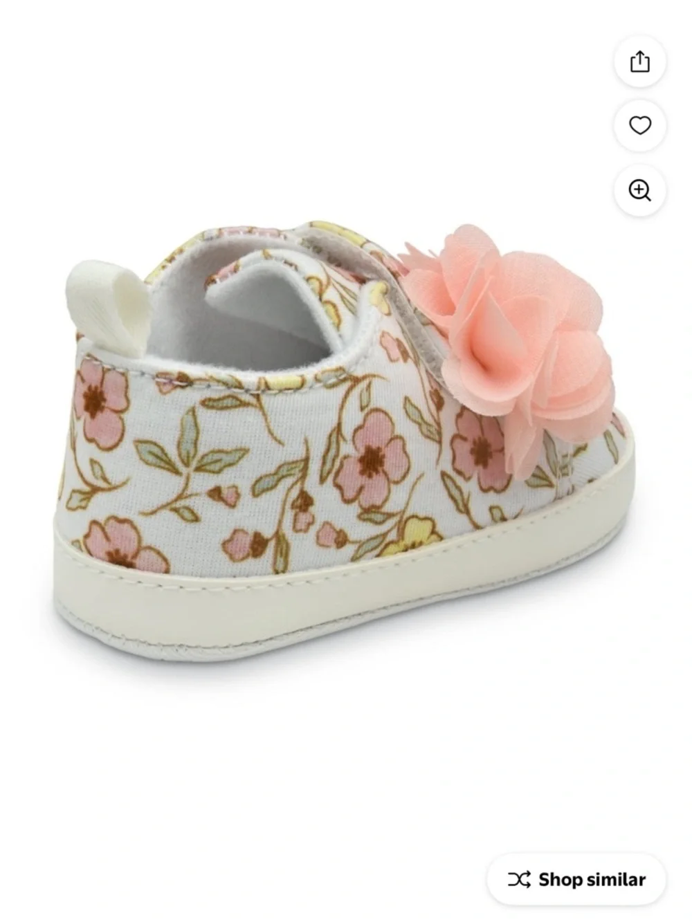 Carter's Child Of Mine White Floral Pink Chiffon Flower Baby Girl Slip-On Shoes